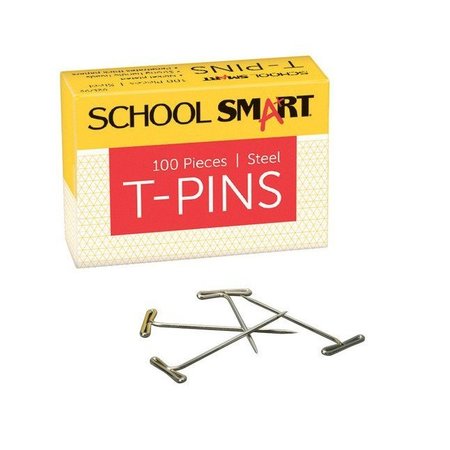 SCHOOL SMART Handle-Like Head T-Pin, 1-1/2 Inches, Steel, Pack of 100 PK SS021795